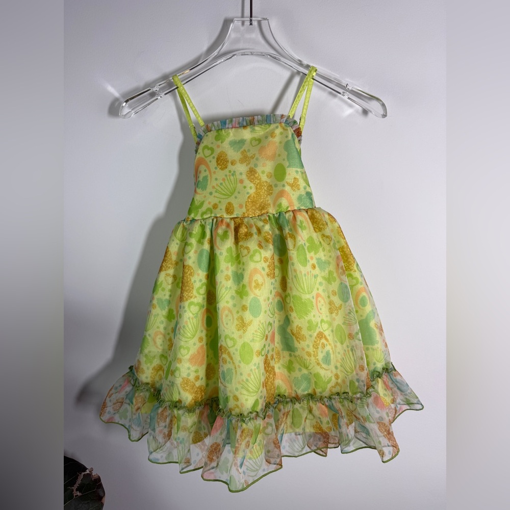 Girls' Light Green Floral Organza Party Dress